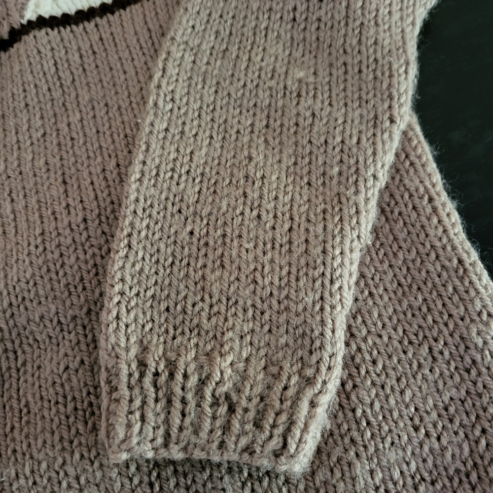 Handmade vintage toddler boys sweater in tan knit 2T - Picture 4 of 5